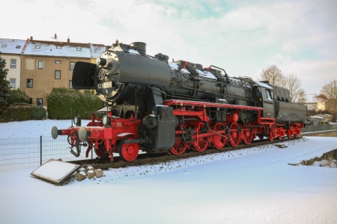 Winter an der Denkmal-Lok