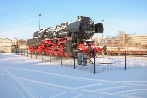 Winter an der Denkmal-Lok