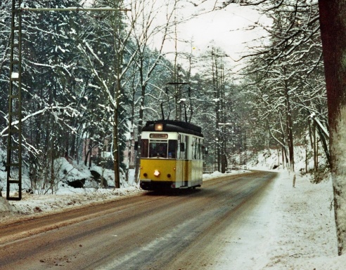 Kirnitzschtalbahn im Winter