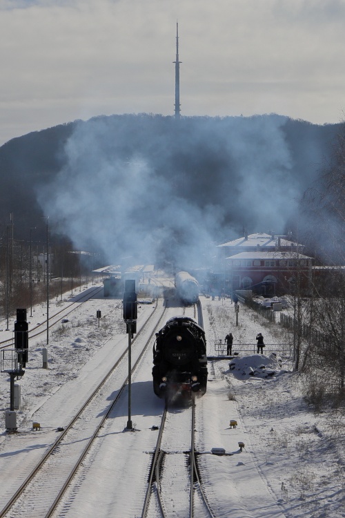 Geisterfahrt der OSEF mit 52 8141-5 am 20.03.2021: Umsetzen im Bahnhof Löbau