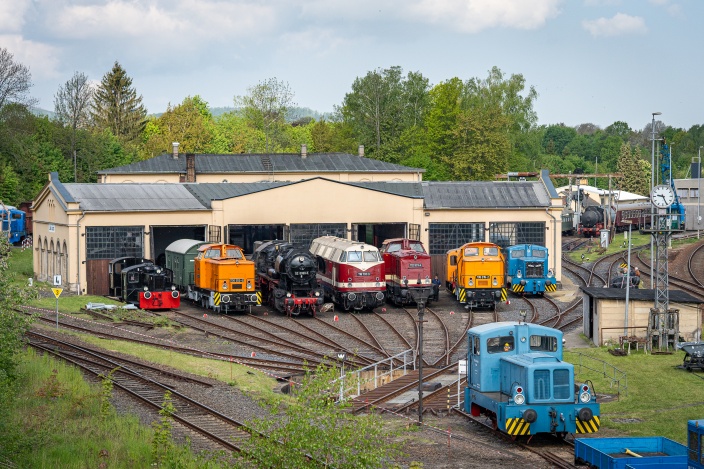 Das Löbauer Maschinenhaus von 1859 beheimatet die umfangreiche Fahrzeugsammlung der Ostsächsischen Eisenbahnfreunde